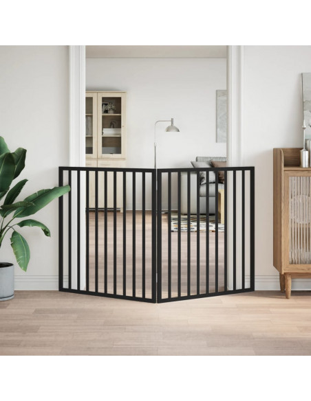 Cancello per Cani Pieghevole 2 Pannelli Nero 160cm Legno Pioppo