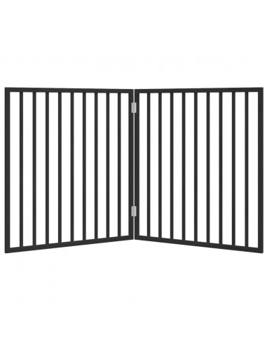 Cancello per Cani Pieghevole 2 Pannelli Nero 160cm Legno Pioppo