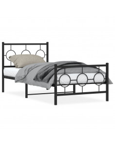 Giroletto con Testiera e Pediera Metallo Nero 90x190 cm 2