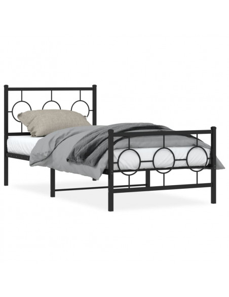 Giroletto con Testiera e Pediera Metallo Nero 90x190 cm