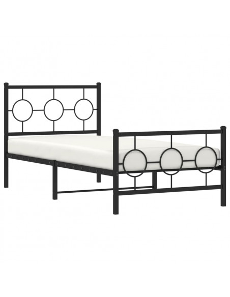 Giroletto con Testiera e Pediera Metallo Nero 90x190 cm