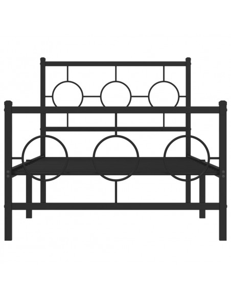Giroletto con Testiera e Pediera Metallo Nero 90x190 cm