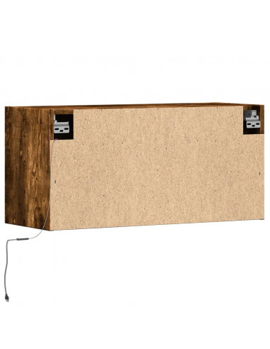 Mobile TV a Parete con Luci LED Rovere Fumo 80x31x35 cm