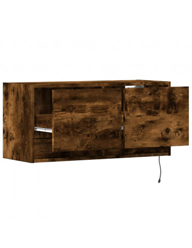 Mobile TV a Parete con Luci LED Rovere Fumo 80x31x35 cm