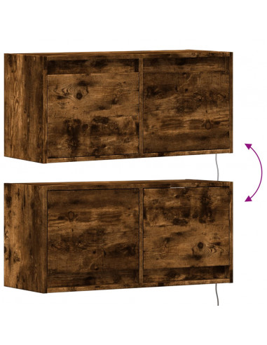 Mobile TV a Parete con Luci LED Rovere Fumo 80x31x35 cm