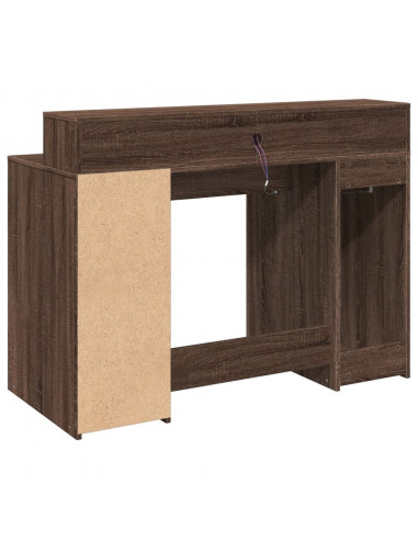 Scrivania con Luci LED Marrone Rovere 120x55x91 cm Multistrato