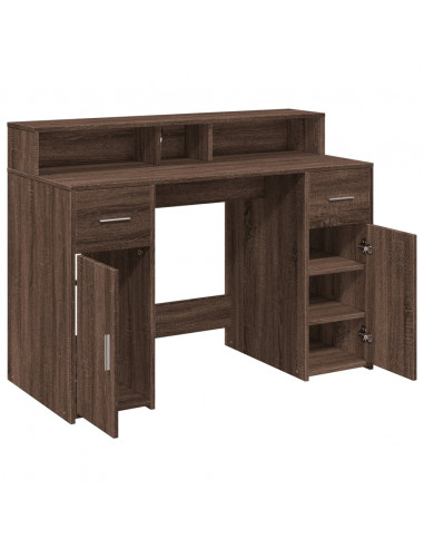 Scrivania con Luci LED Marrone Rovere 120x55x91 cm Multistrato