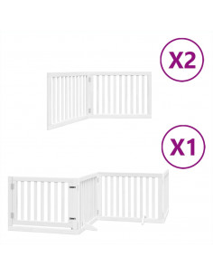 Cancello Cani Porta Pieghevole Bianco 8 Pannelli 640 cm Pioppo 2