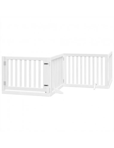 Cancello Cani Porta Pieghevole Bianco 8 Pannelli 640 cm Pioppo