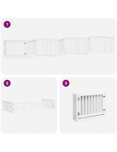 Cancello Cani Porta Pieghevole Bianco 8 Pannelli 640 cm Pioppo