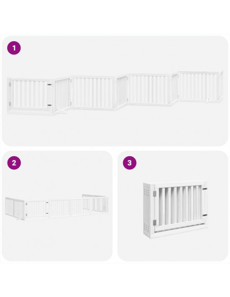 Cancello Cani Porta Pieghevole Bianco 8 Pannelli 640 cm Pioppo