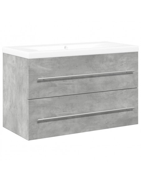 Set Mobili da Bagno 2 pz Grigio Cemento in Legno Multistrato