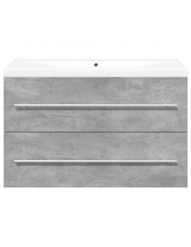 Set Mobili da Bagno 2 pz Grigio Cemento in Legno Multistrato