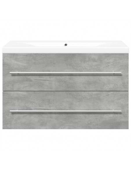 Set Mobili da Bagno 2 pz Grigio Cemento in Legno Multistrato