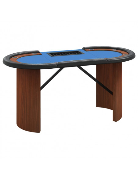 Tavolo da Poker con Vassoio Chip 10 Giocatori Blu 160x80x75 cm