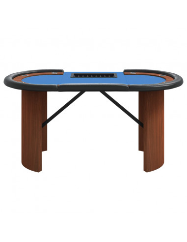 Tavolo da Poker con Vassoio Chip 10 Giocatori Blu 160x80x75 cm