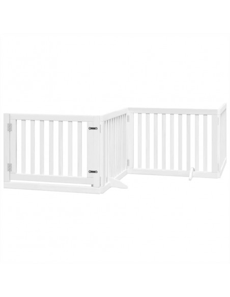 Cancello Cani Porta Pieghevole Bianco 10 Pannelli 800 cm Pioppo