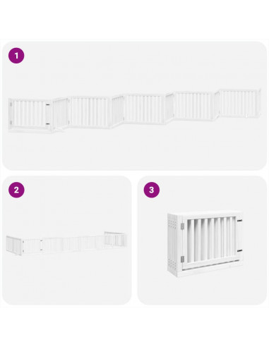 Cancello Cani Porta Pieghevole Bianco 10 Pannelli 800 cm Pioppo