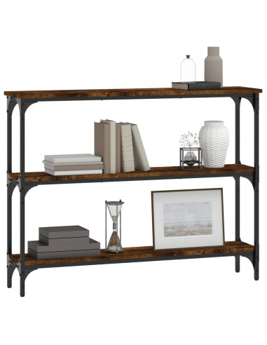 Tavolino Consolle Rovere Fumo 100x22,5x75 cm Legno Multistrato