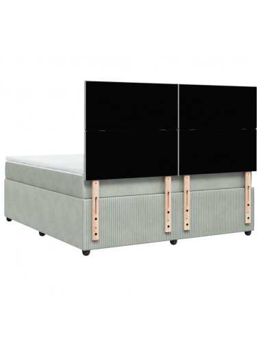 Giroletto a Molle con Materasso Grigio Chiaro 180x200cm Velluto