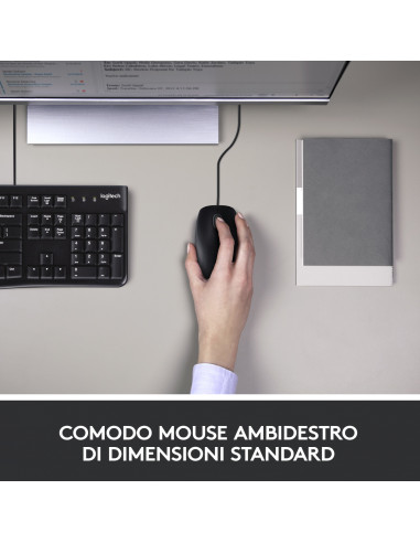 Logitech MK120 Combo Tastiera e Mouse con Filo per Windows, Mouse Ottico Cablato, Tastiera di Dimensioni Standard, USB Plug-and-