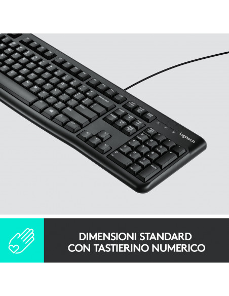 Logitech MK120 Combo Tastiera e Mouse con Filo per Windows, Mouse Ottico Cablato, Tastiera di Dimensioni Standard, USB Plug-and-