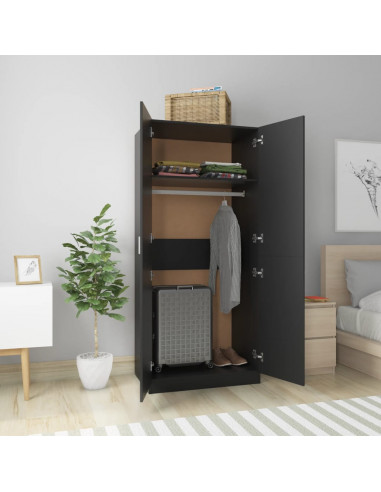 Armadio Nero 80x52x180 cm in Legno Multistrato