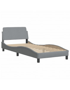 Giroletto con Testiera Grigio Chiaro 80x200 cm in Tessuto 2