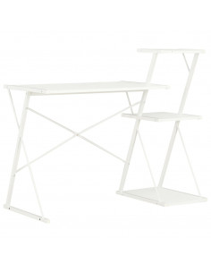 Scrivania con Ripiano Bianca 116x50x93 cm 2