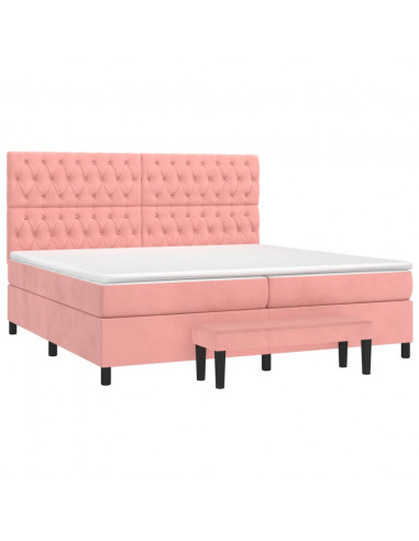 Giroletto a Molle con Materasso Rosa 200x200 cm in Velluto