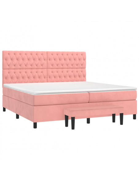Giroletto a Molle con Materasso Rosa 200x200 cm in Velluto