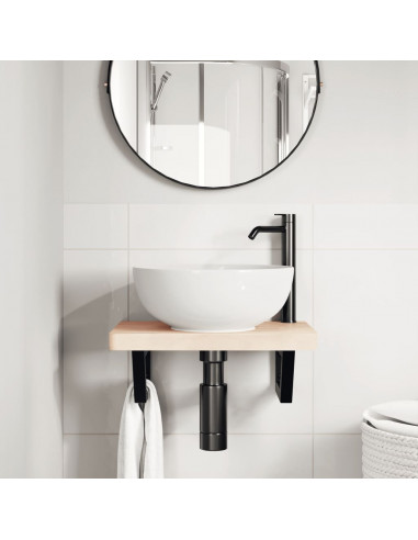 Reggimensole per Lavabo 2 pz Nere Trapezio in Acciaio