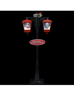 Lampione Natalizio con Babbo Natale Nero Rosso 81x40x188 cm PVC 2