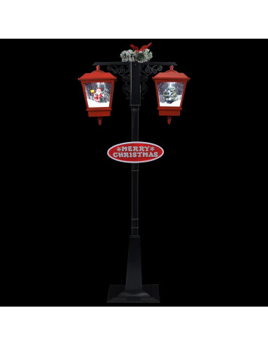 Lampione Natalizio con Babbo Natale Nero Rosso 81x40x188 cm PVC