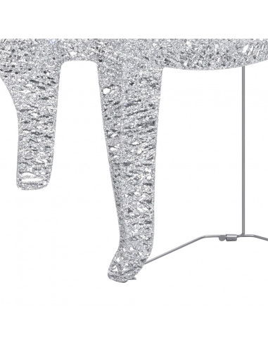 Renne e Slitta di Natale Decorazione per Esterni 60 LED Argento