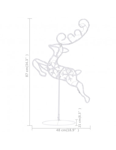 Decorazione Slitta Renne in Acrilico 260x21x87cm Bianco Freddo