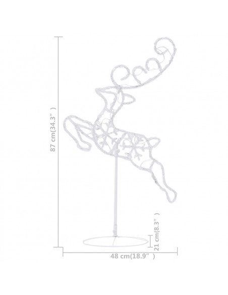 Decorazione Slitta Renne in Acrilico 260x21x87cm Bianco Freddo