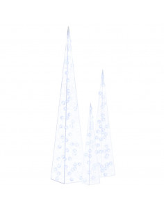 Set Coni di Luce LED Acrilico Decorativo Blu 60/90/120 cm 2
