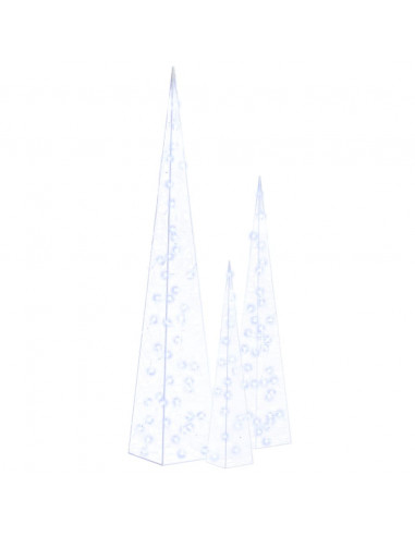 Set Coni di Luce LED Acrilico Decorativo Blu 60/90/120 cm