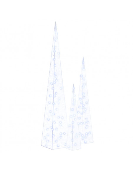 Set Coni di Luce LED Acrilico Decorativo Blu 60/90/120 cm