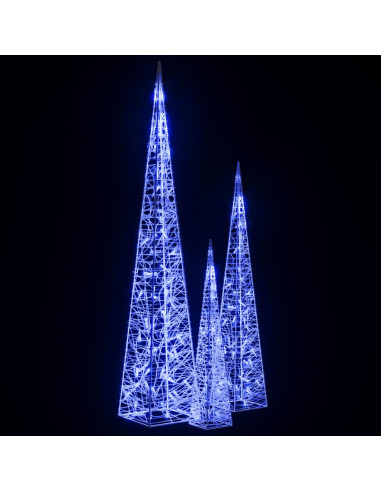 Set Coni di Luce LED Acrilico Decorativo Blu 60/90/120 cm