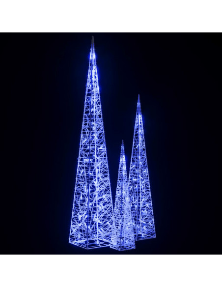 Set Coni di Luce LED Acrilico Decorativo Blu 60/90/120 cm
