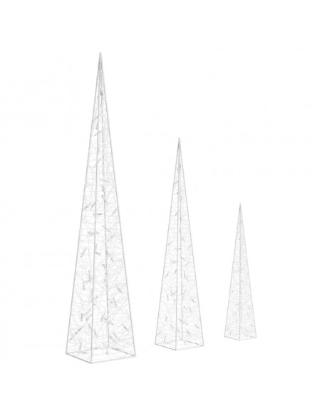 Set Coni di Luce LED Acrilico Decorativo Blu 60/90/120 cm