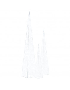 Set Coni Luce LED Acrilico Decorativo Bianco Freddo 60/90/120cm 2
