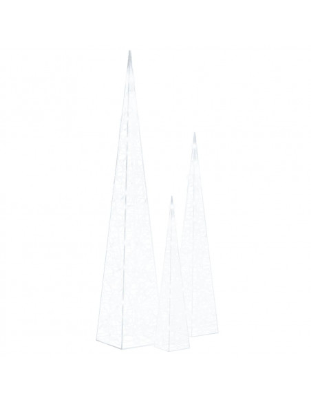 Set Coni Luce LED Acrilico Decorativo Bianco Freddo 60/90/120cm