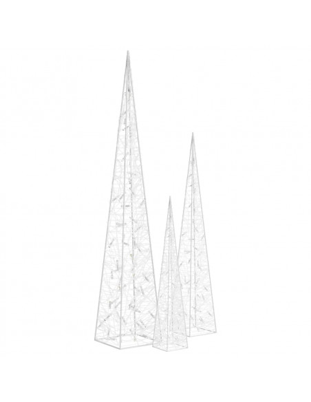 Set Coni Luce LED Acrilico Decorativo Bianco Freddo 60/90/120cm