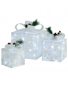 Scatole Regalo Decorative Natale 3pz Bianche da Esterno Interni 2
