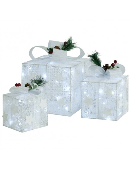 Scatole Regalo Decorative Natale 3pz Bianche da Esterno Interni