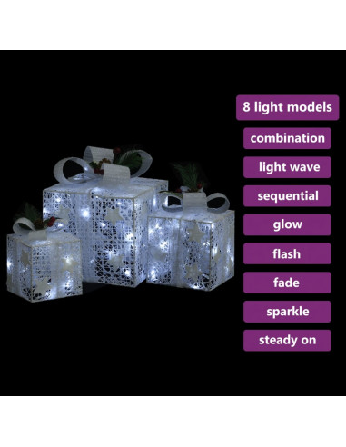 Scatole Regalo Decorative Natale 3pz Bianche da Esterno Interni