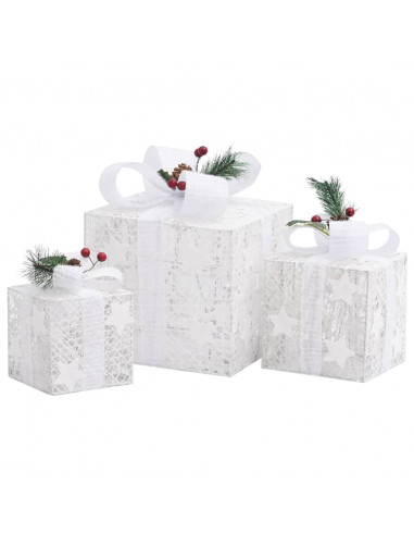 Scatole Regalo Decorative Natale 3pz Bianche da Esterno Interni